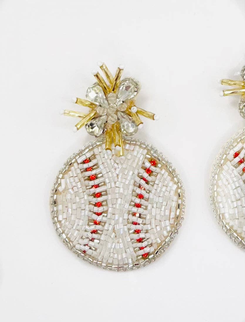 The Pearled Panther - Wholesale Dangle Earrings - Beaded Baseball Earrings1