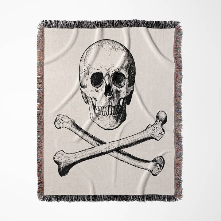 3dRose - Wholesale Throw Blanket - 3dRose, skull and crossbones picture of skull and bones on white background, Blanket0