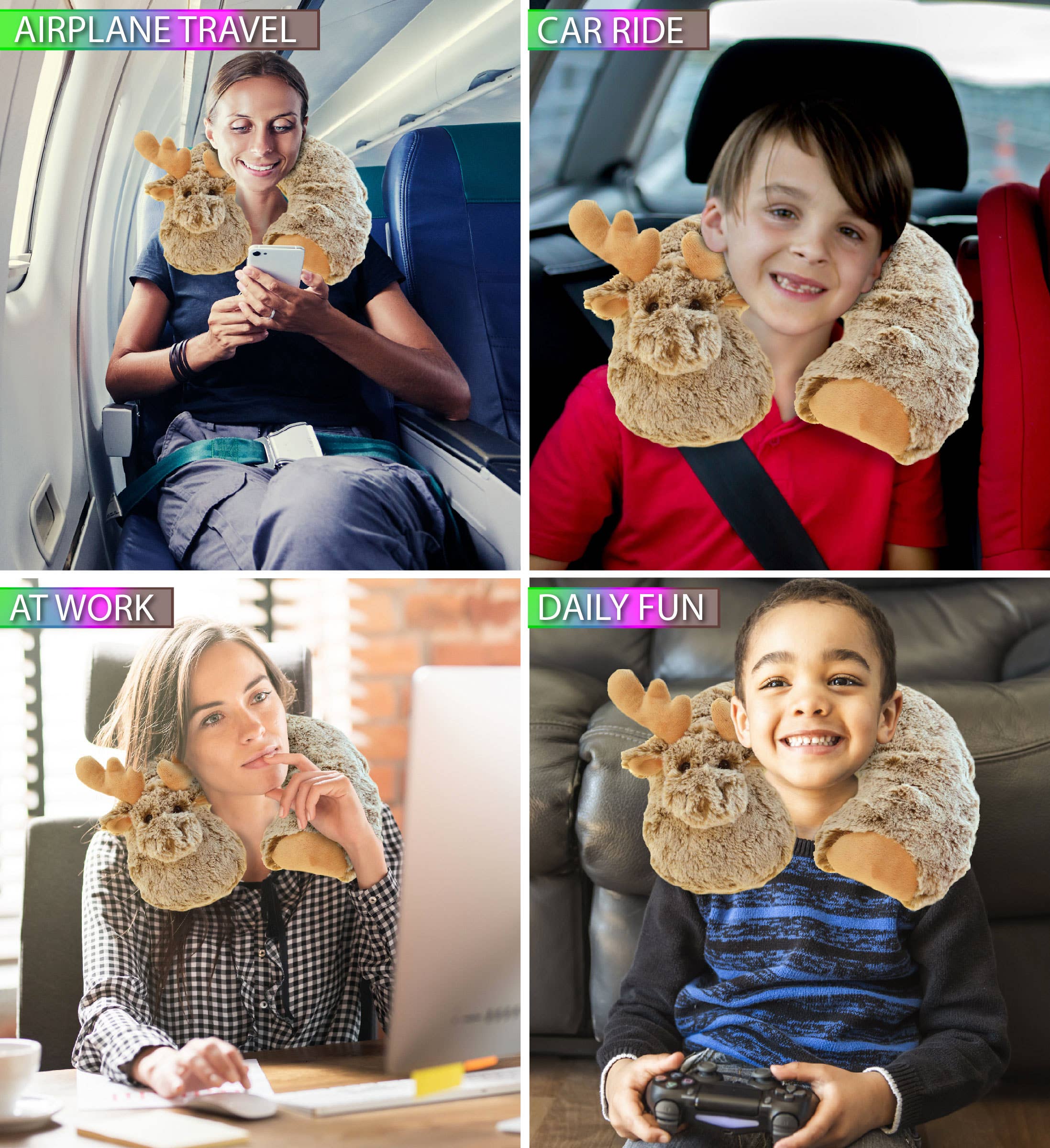 Cota Global - Wholesale Stuffed/Plush Toy - Kids & Baby - Super-Soft Plush Neck Pillow - Moose2