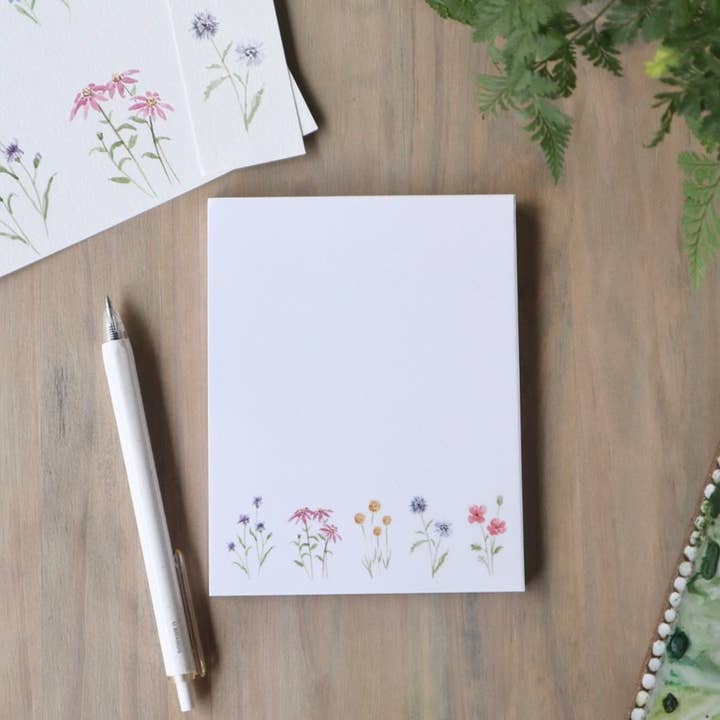 Wildflower NOTEPAD | A2, watercolor flowers notepad for wholesale by Steadfast Brush