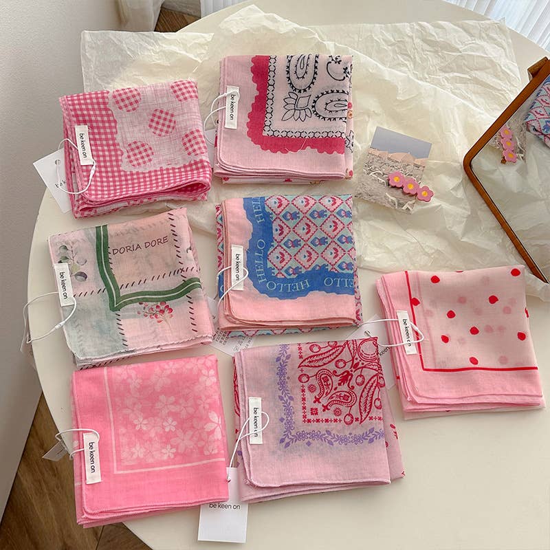 MKS America - Wholesale Bandana - Women's - pink fairy tale Floral Bandana Square scarf18