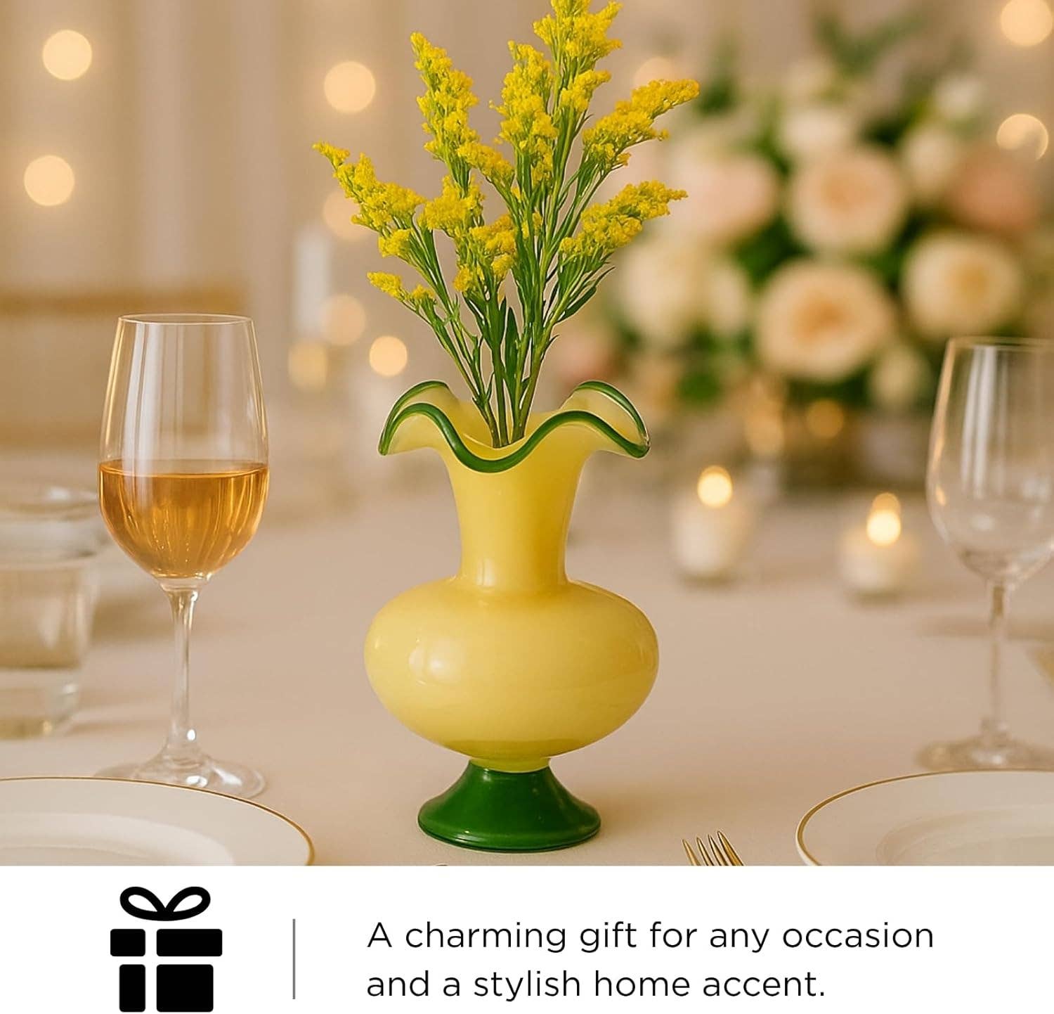 The Wine Savant /  Khen Glassware - Wholesale Vase - Verdant Bloom Hand-Blown Glass Flower Vase  Décor - 11"3