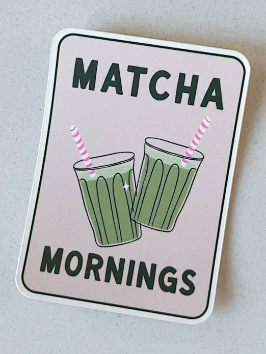 Matcha Mornings Decal for wholesale by Crowned Free