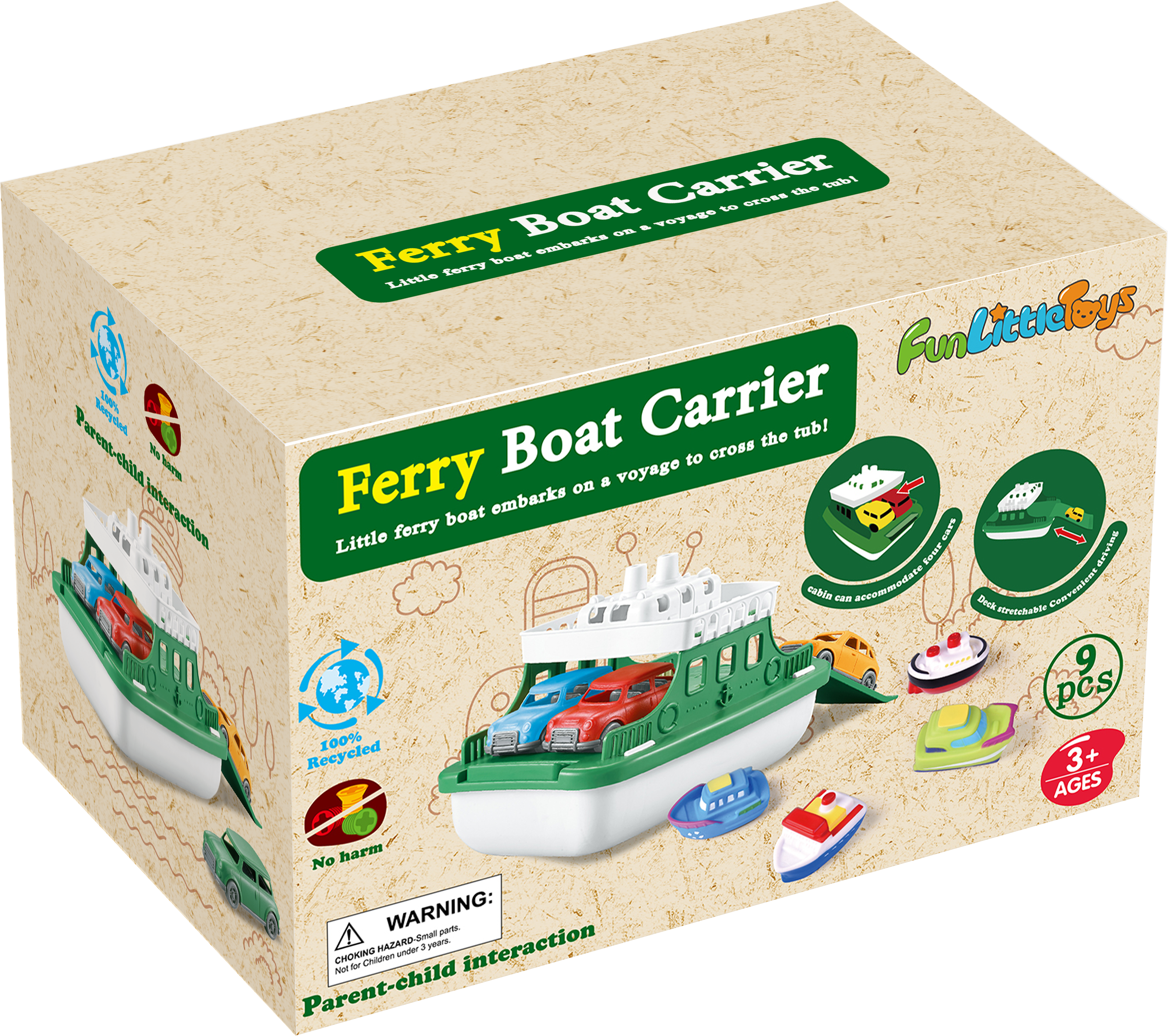 Fun Little Toys - Wholesale Bath Toy - Baby - Toy Boat Bath Toys for Toddlers with 4 Cars Toys4