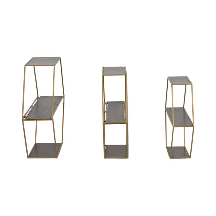 Sagebrook Home – wholesale Vägghylla – Guld 21/24/26 tum Trä Hexagon Vikbar Vägg Hylla (Set om 3)