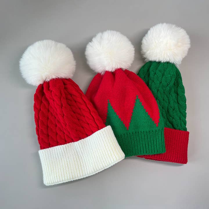 NINEXIS - Vente Bonnet – femme - CWAH0749_Bonnet de Noël tricoté en forme de cloche de Noël avec torsade3