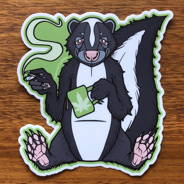 Sprouted Scribbles - Wholesale Sticker - Stoner Skunk Sticker | Waterproof Vinyl Decal | Coffee1