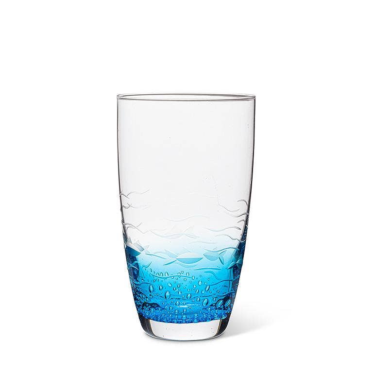 Abbott - Vente Verres à vin - Poisson Bleu/Transparent Verre Taillé4