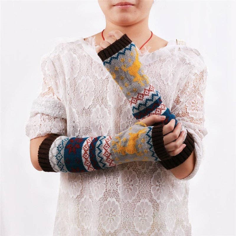 Ekartini - Vente Gants – femme - Gants tricotés demi-doigts de Noël3