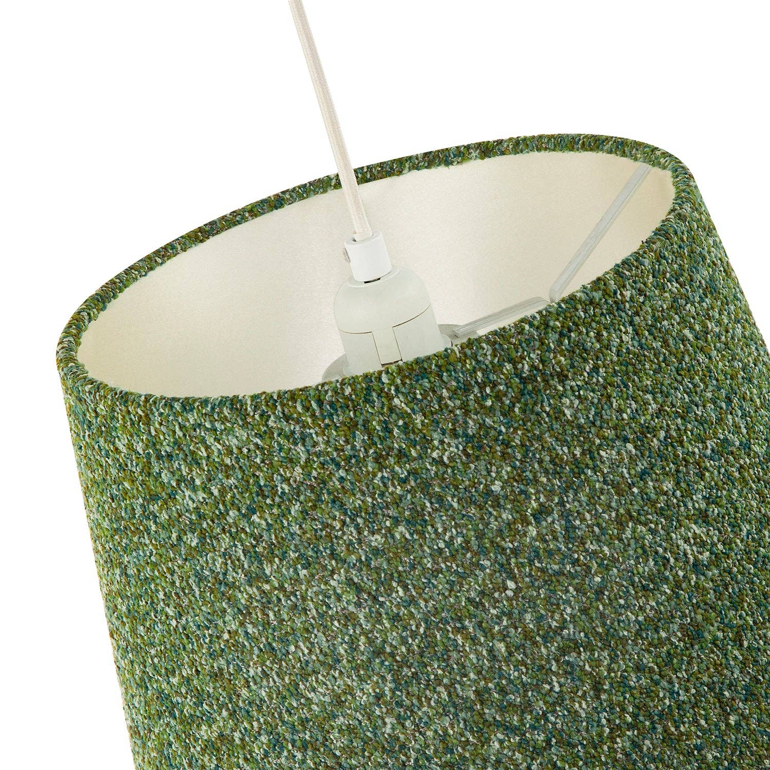 Happy Homewares – wholesale Lampshade – Forest and Sage Green Textured Wool Fabric Lamp Shade with Cream Inner4