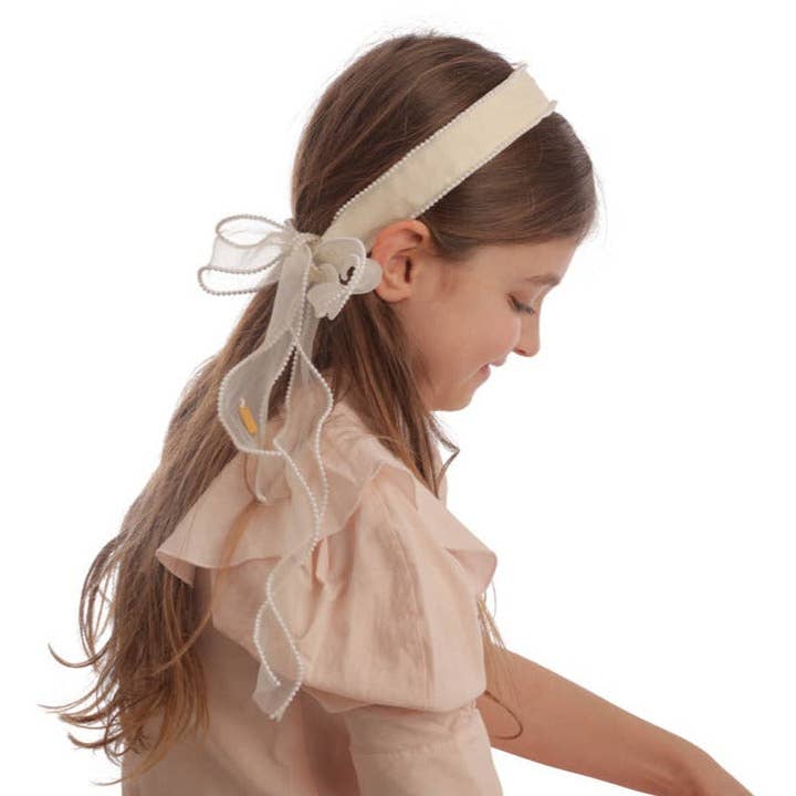 Pearl Trim Tieback Headband for wholesale by Heirlooms New York