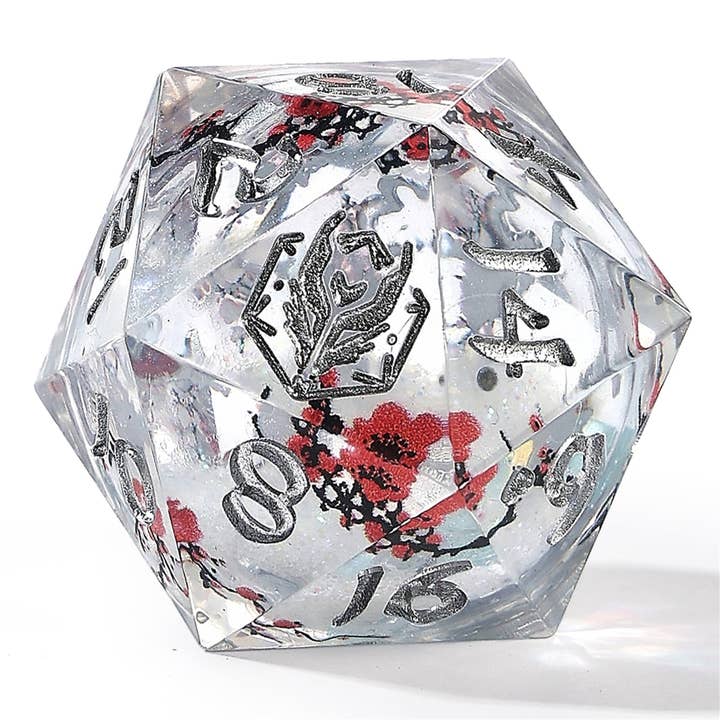 Hymgho Premium Dice - Wholesale Dice - Sharp Edge Resin - Liquid Core Dice Set - Plum Blossom1