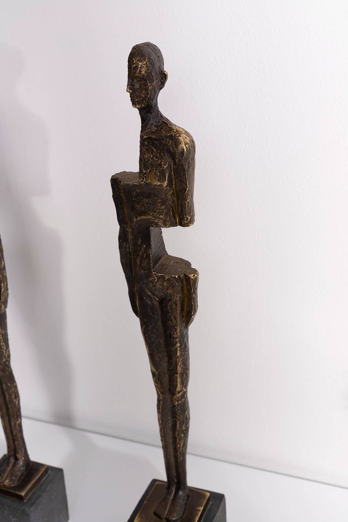 Gdeco - Wholesale Sculpture - Polyresin Sculpture, Human Figure with Bronze Effect and Foot with Gray Stone Effect, 8*53*8 Cm.2
