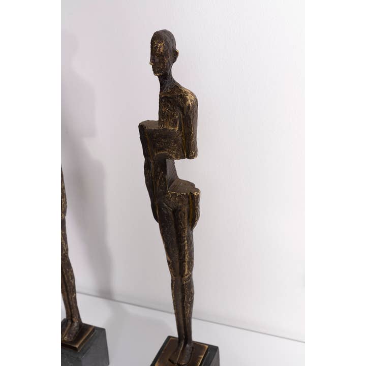 Gdeco - Wholesale Sculpture - Polyresin Sculpture, Human Figure with Bronze Effect and Foot with Gray Stone Effect, 8*53*8 Cm.2