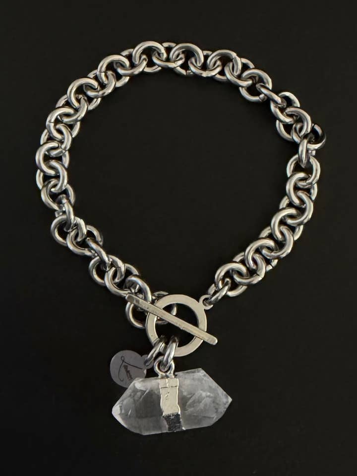 Athena Axiom Bracelet - 8mm Silver / Quartz Crystal for wholesale by Lawless