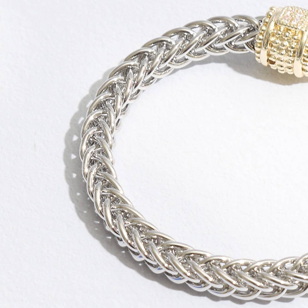 Fashion City - Vente Bracelet jonc - Bracelet jonc en forme de deux T, rond, entouré de pierres précieuses11