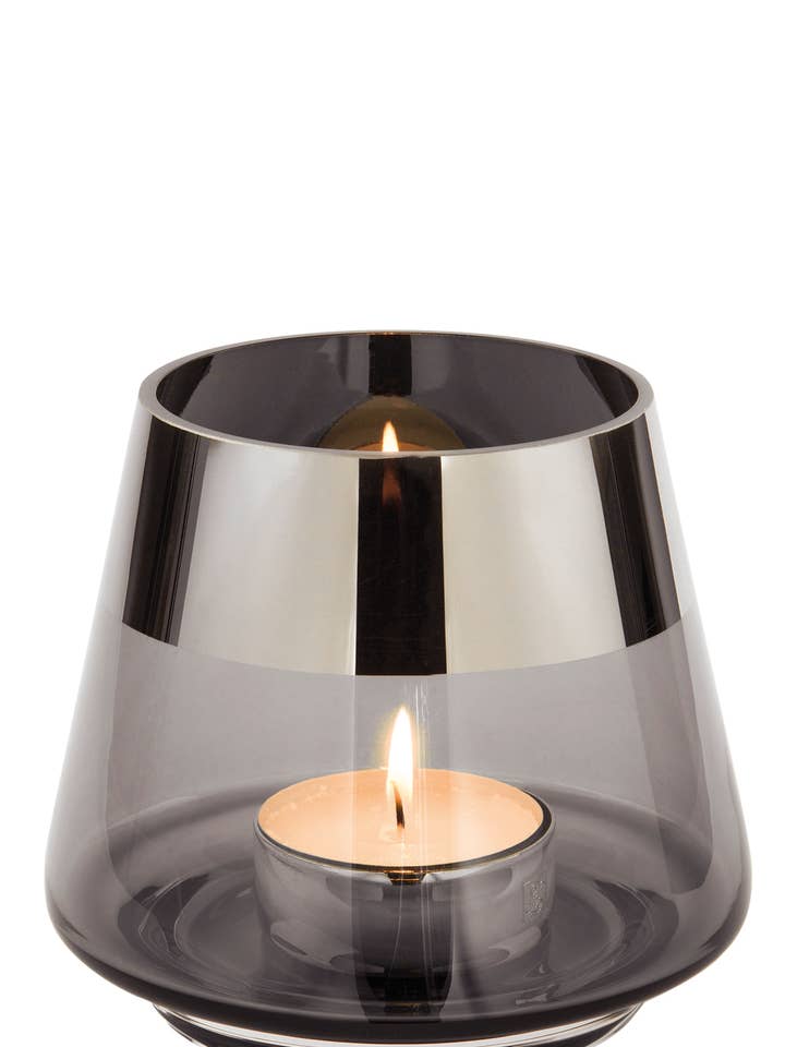 Jona/photophore, verre, gris/H.13, diamètre 15 cm pour la vente par FINK Living