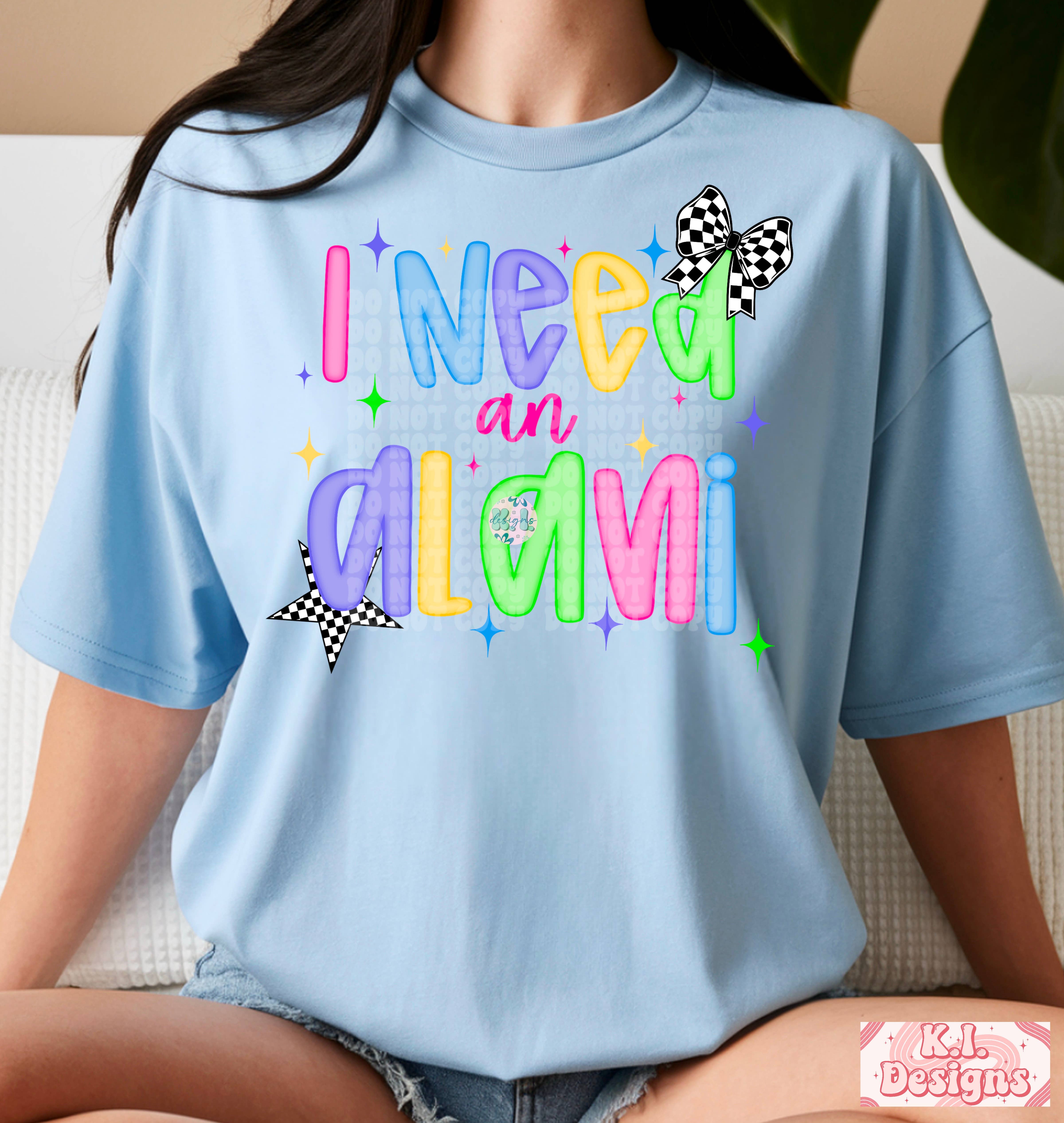 K. I. Designs – T-shirt estampada - Mulher por atacado – Preciso de uma t-shirt Alani.0