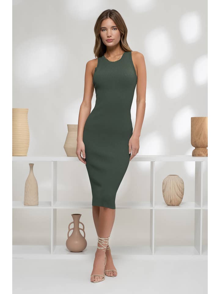 The Workshop Studio – Engroshandel Kjole - Dame – RIBSTRIKKET TANK MIDIKJOLE45