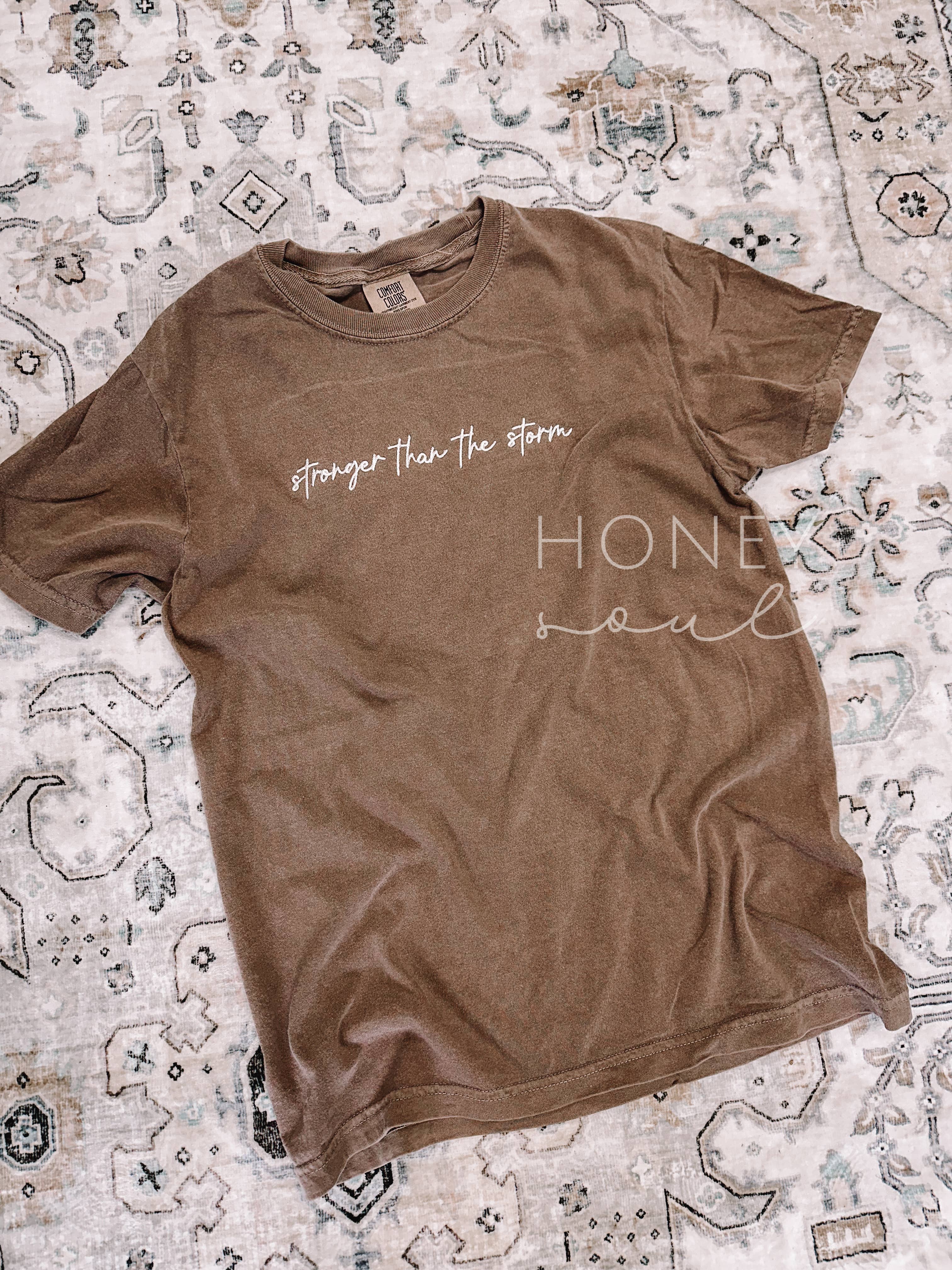 Honey Soul LLC - Wholesale T-Shirt - Women's - Embroidered Stronger Than The Storm Tee4