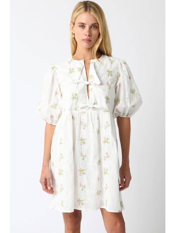 White Pink Saylor Floral Dress for wholesale on Faire