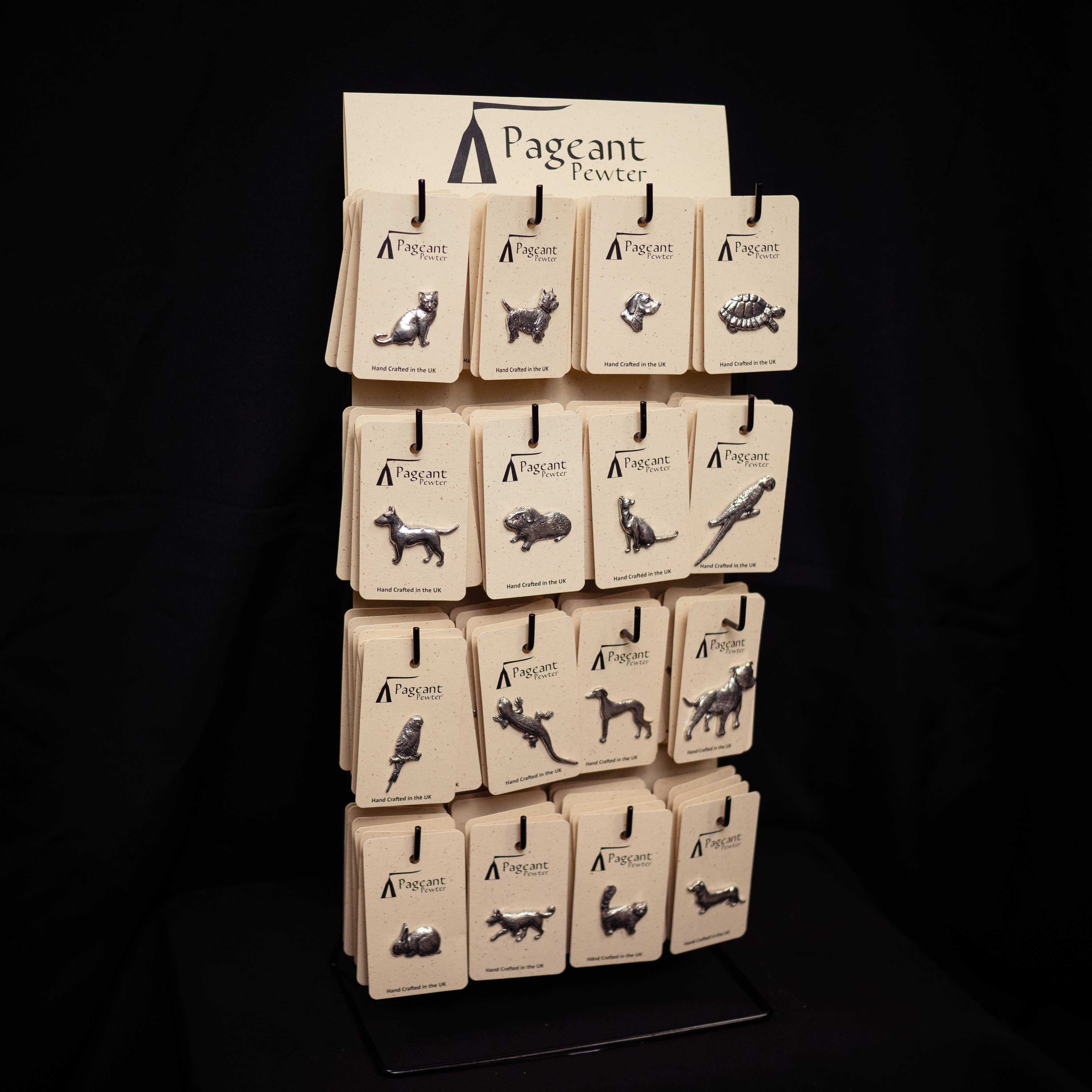 Pageant Pewter – wholesale Jewellery stand & display – Pets themed Pin badge stand1