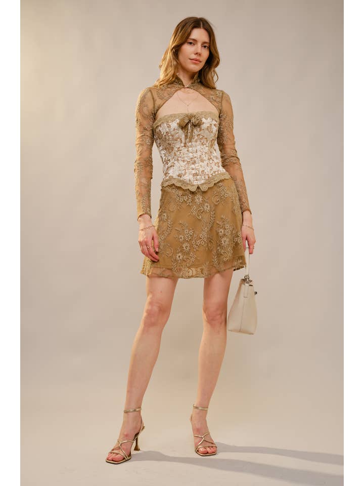 Blue B - Wholesale Top & Skirt Set - Women's - 23755SET Bow Front Corset Dress with Bolero Set7