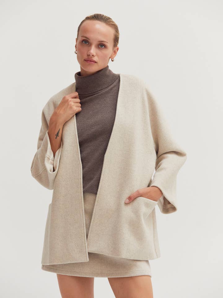 CJ9535 - Molly Open Front Wool Blend Jacket for wholesale by Crescent