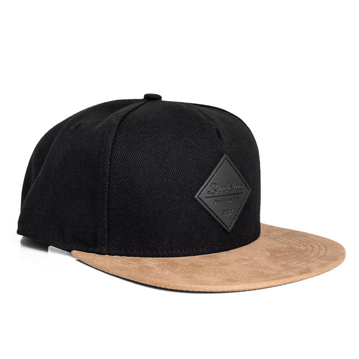 Blackskies - Wholesale Flat Brim Cap - Men's - Port Fairy Snapback Cap - Black Suede6