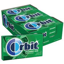Gomme à mâcher Orbit Spearmint sans sucre, 12 unités, 14 pièces par plateau pour la vente par Long Island Candy Factory