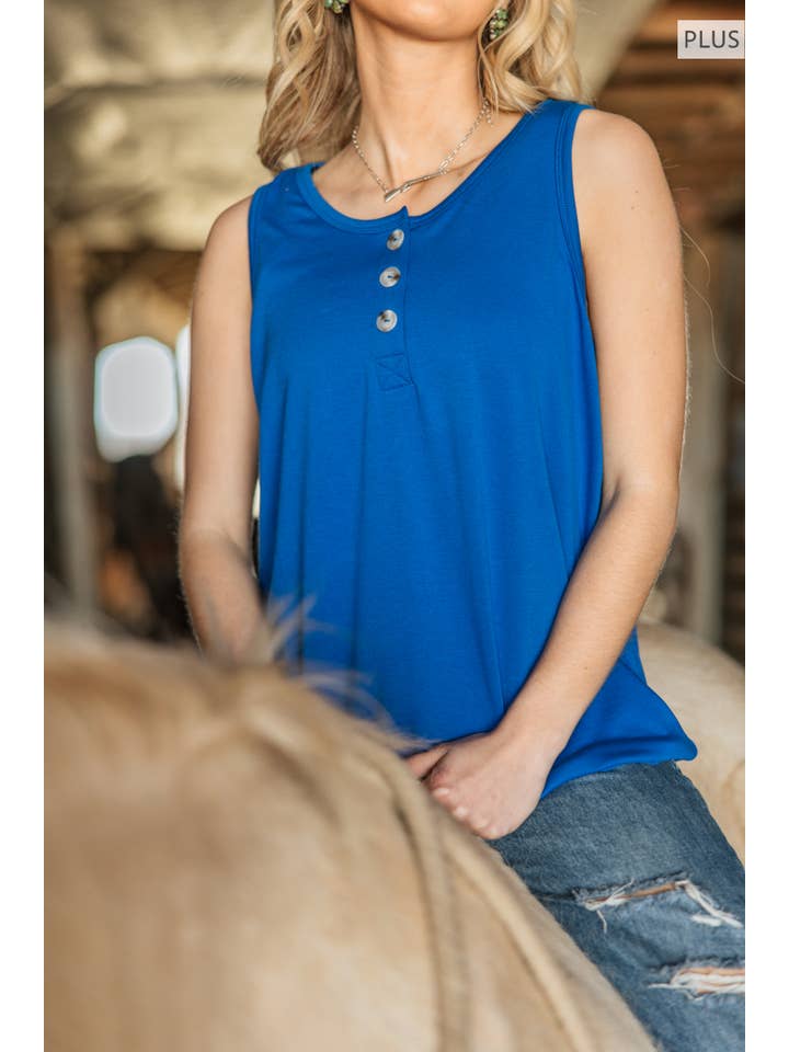Andrée by Unit – Großhandel Tanktop – Damen – Tanktop aus Frottee mit Knopfleiste in großen Größen