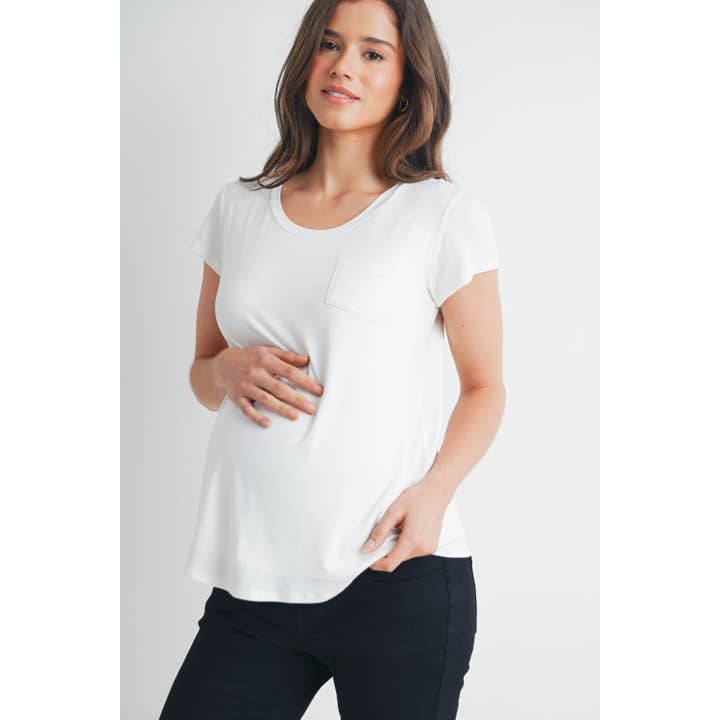 Hello Miz - Wholesale Nursing Top - Maternity - Round Neck Maternity Nursing Pocket T-Shirt 14