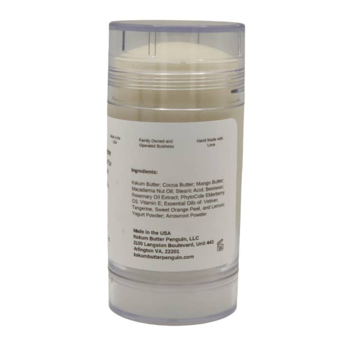 Kokum Butter Penguin - Wholesale Solid Lotion - Vetiver Tangerine (Lotion Bar) Clear Twist Up Tube2