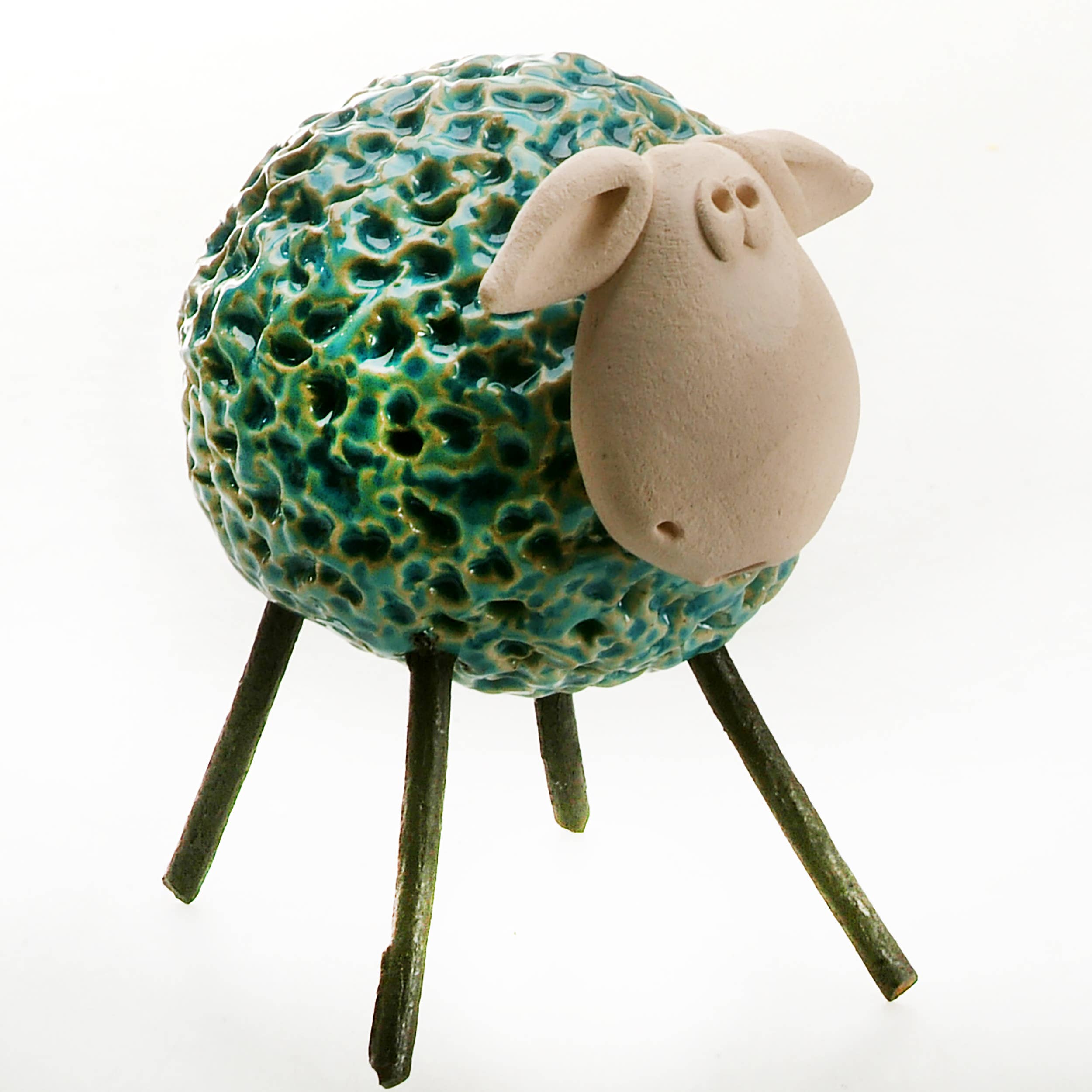 Enigma Supplies - Vendita all'ingrosso Statuette decorative - Pecora lanosa con gambe in ferro, statuetta in ceramica, vari colori25