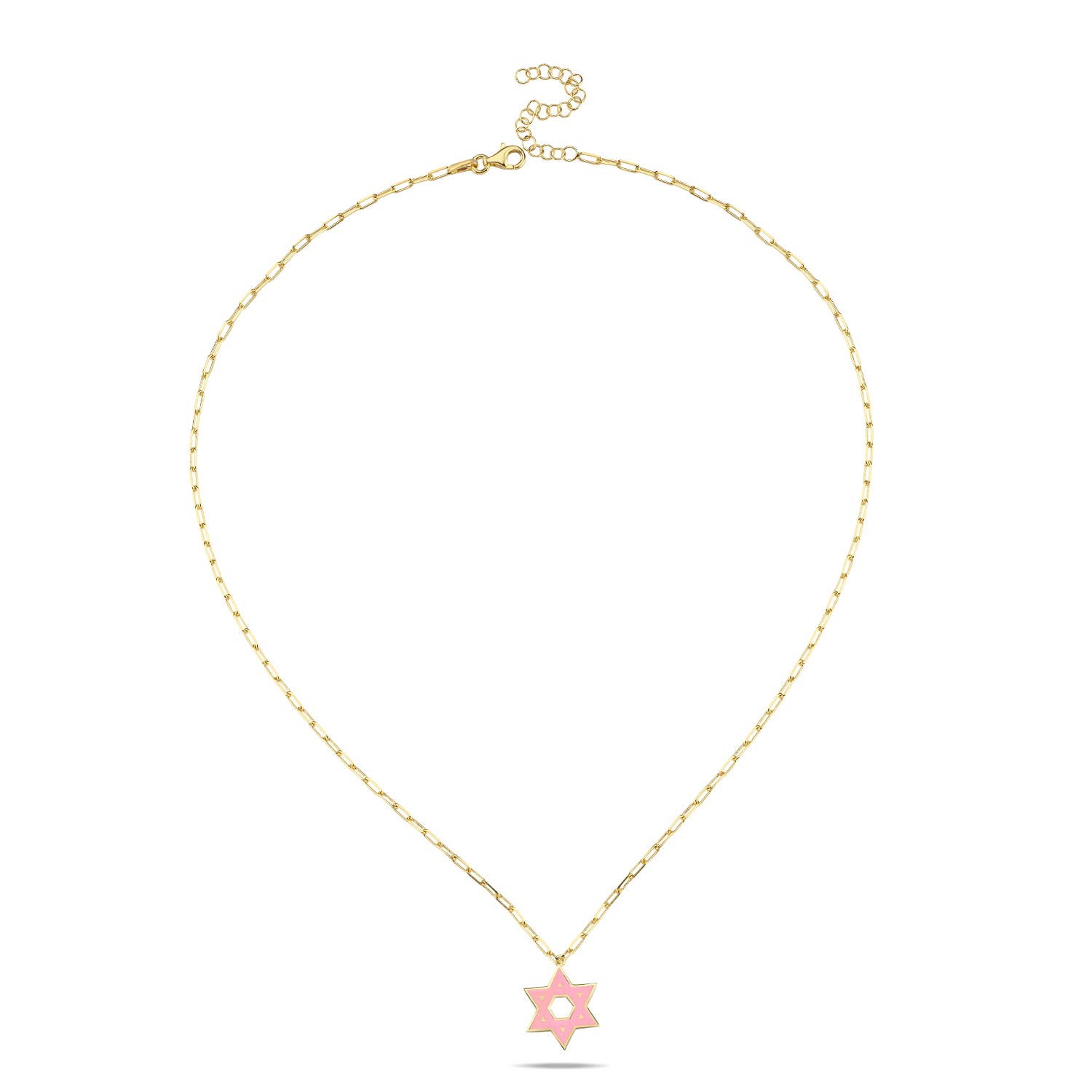 ALEF BET JEWELRY - Wholesale Pendant/Charm Necklace - Colorful Enamel Gold Jewish Star of David Necklace4