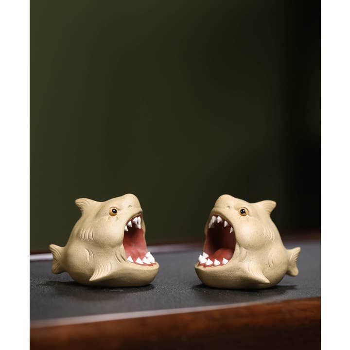 Gohobi (We cover U.S. import duties) - Vendita all'ingrosso Statuette decorative - Gohobi, decorazione da tè in ceramica fatta a mano in argilla YiXing, motivo: squalo15