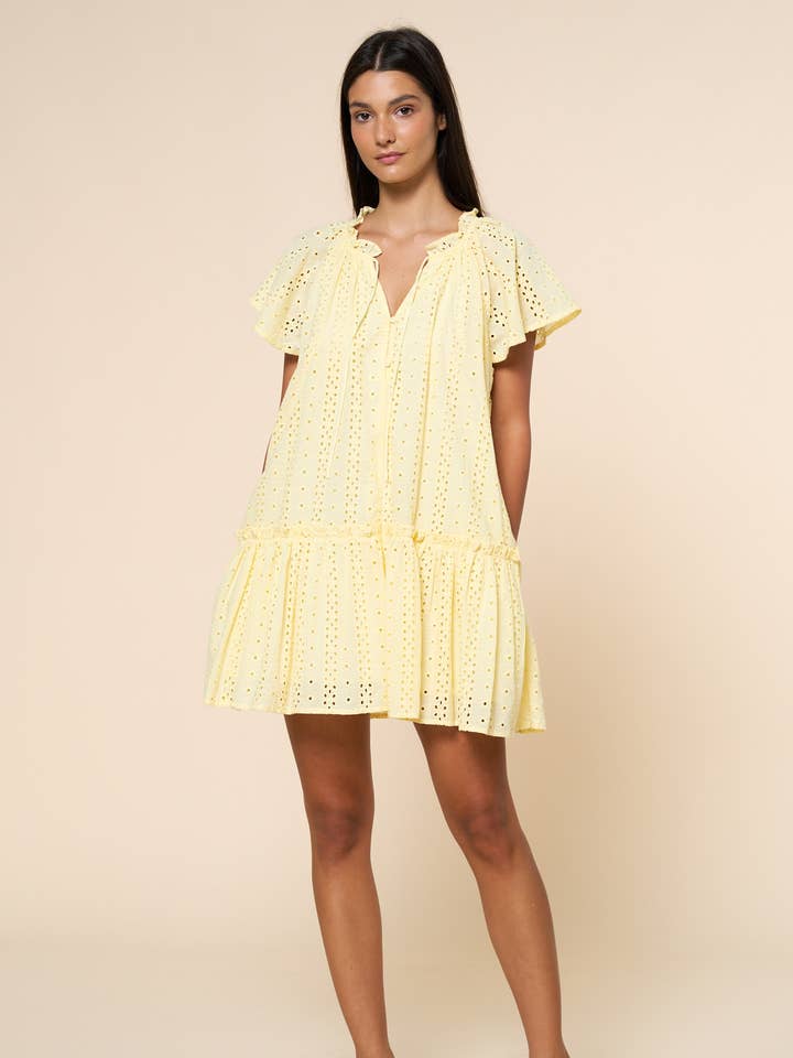 Eyelet Ruffled Shift Dress for wholesale by Lalavon