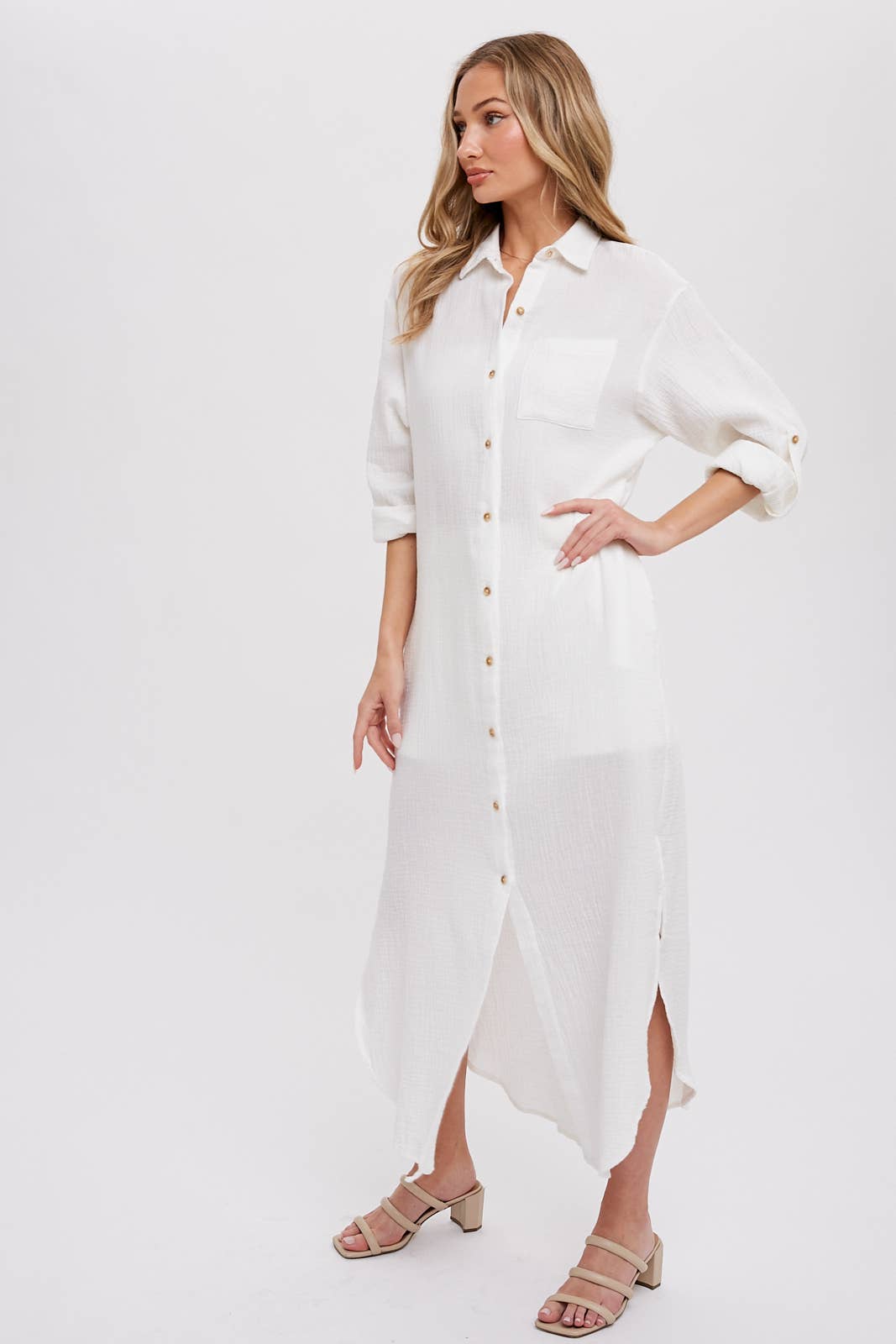 Bluivy - Wholesale Dress - Women's - BUTTON UP MAXI SHIRT DRESS WITH POCKET30