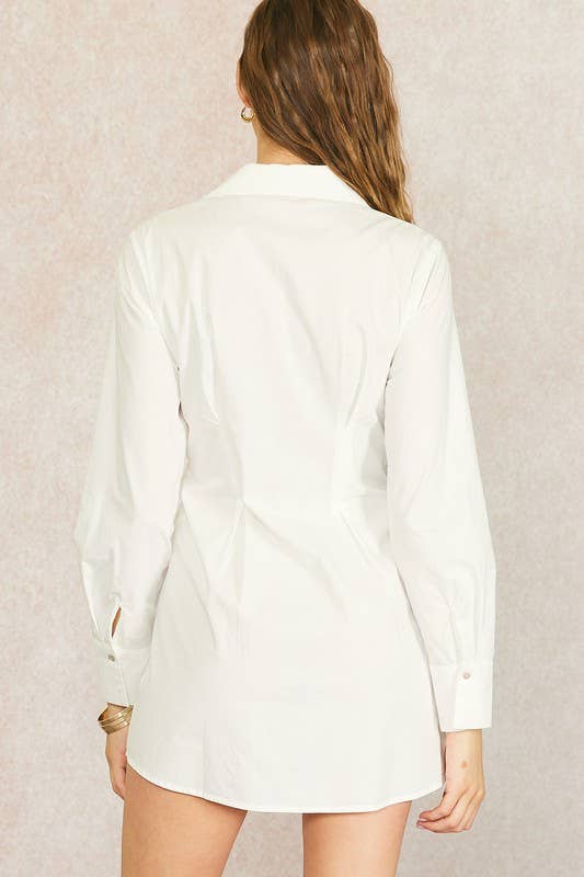 White Cotton Poplin Shirt Dress for wholesale on Faire6