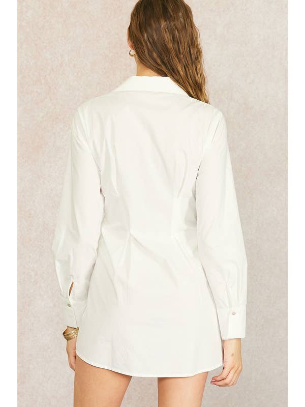 White Cotton Poplin Shirt Dress for wholesale on Faire6