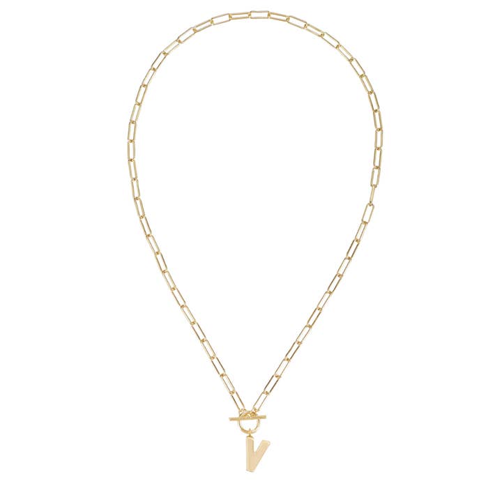 Toggle Initial Necklace in Gold for wholesale on Faire39
