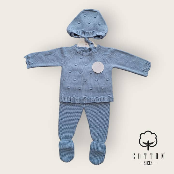 Cotton Socks - Wholesale Clothing Set - Baby - 473 3-piece knit set (Popcorn) 100% acrylic