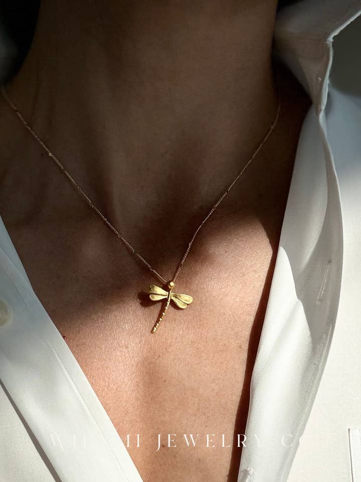 Mini Dragonfly Necklace | Gold Filled | Sparkling for wholesale by WILYMI Jewelry Co