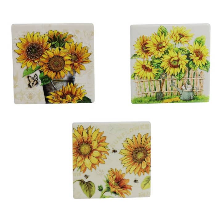Cubby House by Malmar - Wholesale Decorative figurine - 7.5cm Sunflower Magnet 3 Asstd