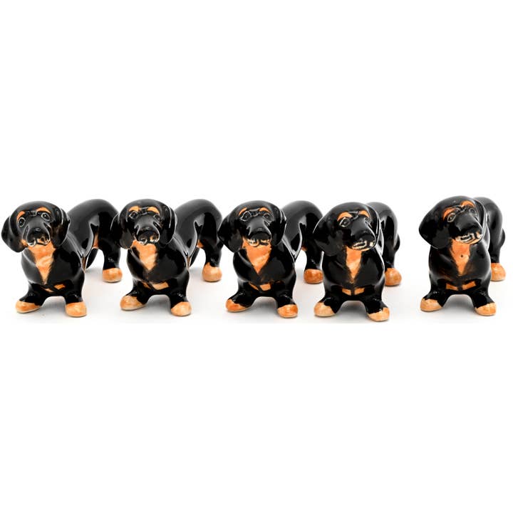MiniS216S Miniature Ceramic Tiny S Dachshund -BK (set of 5). for wholesale by Art Floral Trading LLC