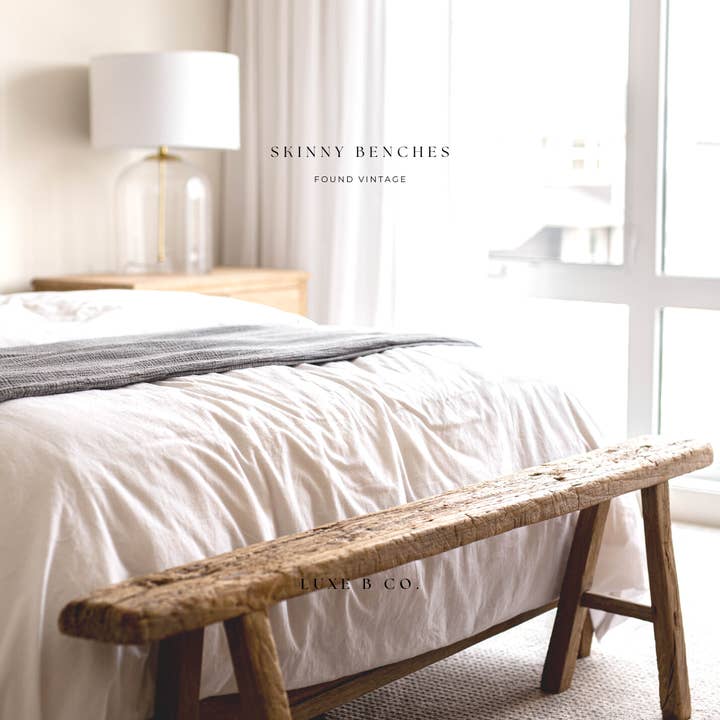 Luxe B Co – Großhandel Bänke – Vintage-schmale Holzbank aus wiederverwendetem Ulmenholz6