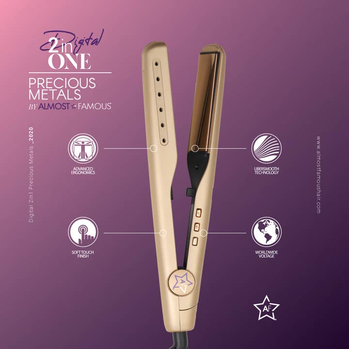 Almost Famous - Wholesale Straightener/Flat Iron - Digital 2inONE Twist Flat Iron - Rose Gold Titanium Plates4