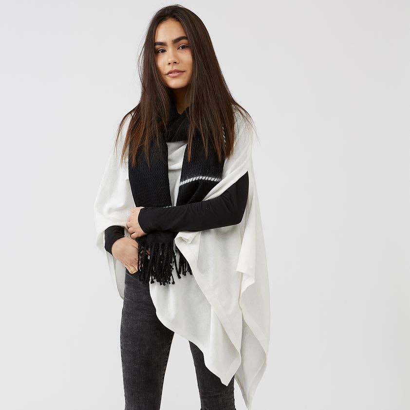 Hadley Wren - Wholesale Poncho - Women's - Ivory Solid Cotton Poncho5