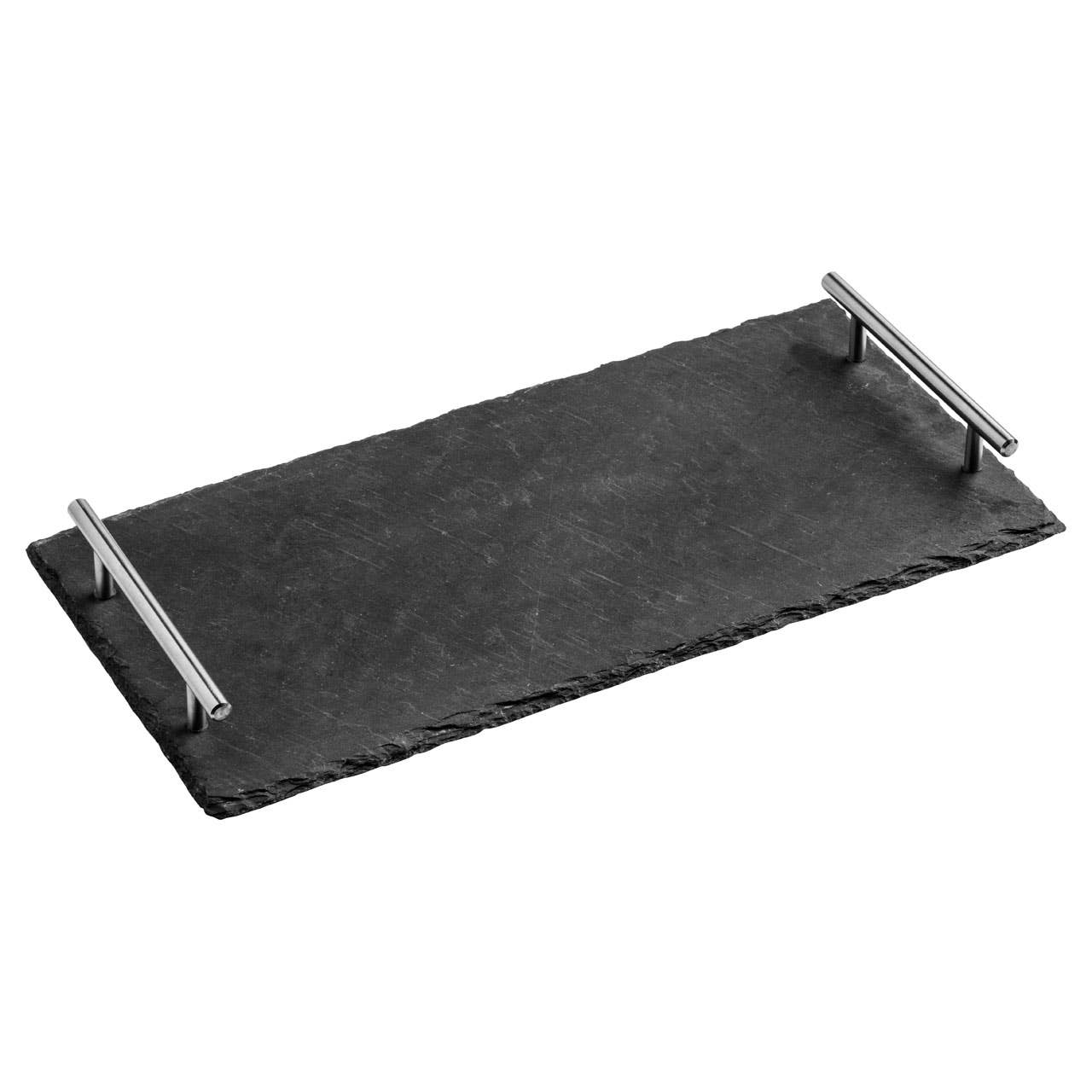 Interiors by Premier – wholesale Serving tray – Slate Tray with Stainless Steel Handles0