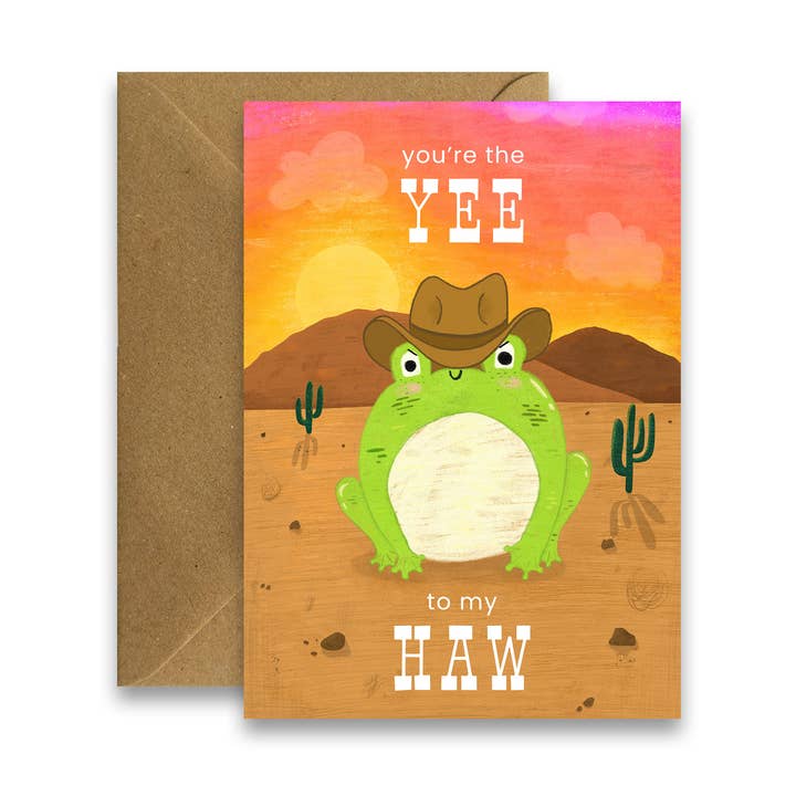 Yee till Min Haw - Roligt Cowboy Grodkort för wholesale av By Claire Schorman
